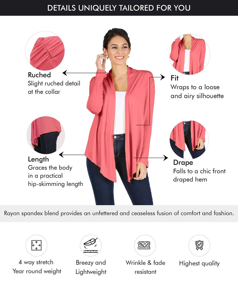 Simlu Lightweight Fuschia Cardigans for Women Reg and Plus Size Light Cardigans for Women Summer Long Sleeves, 3X-Large - Image 5